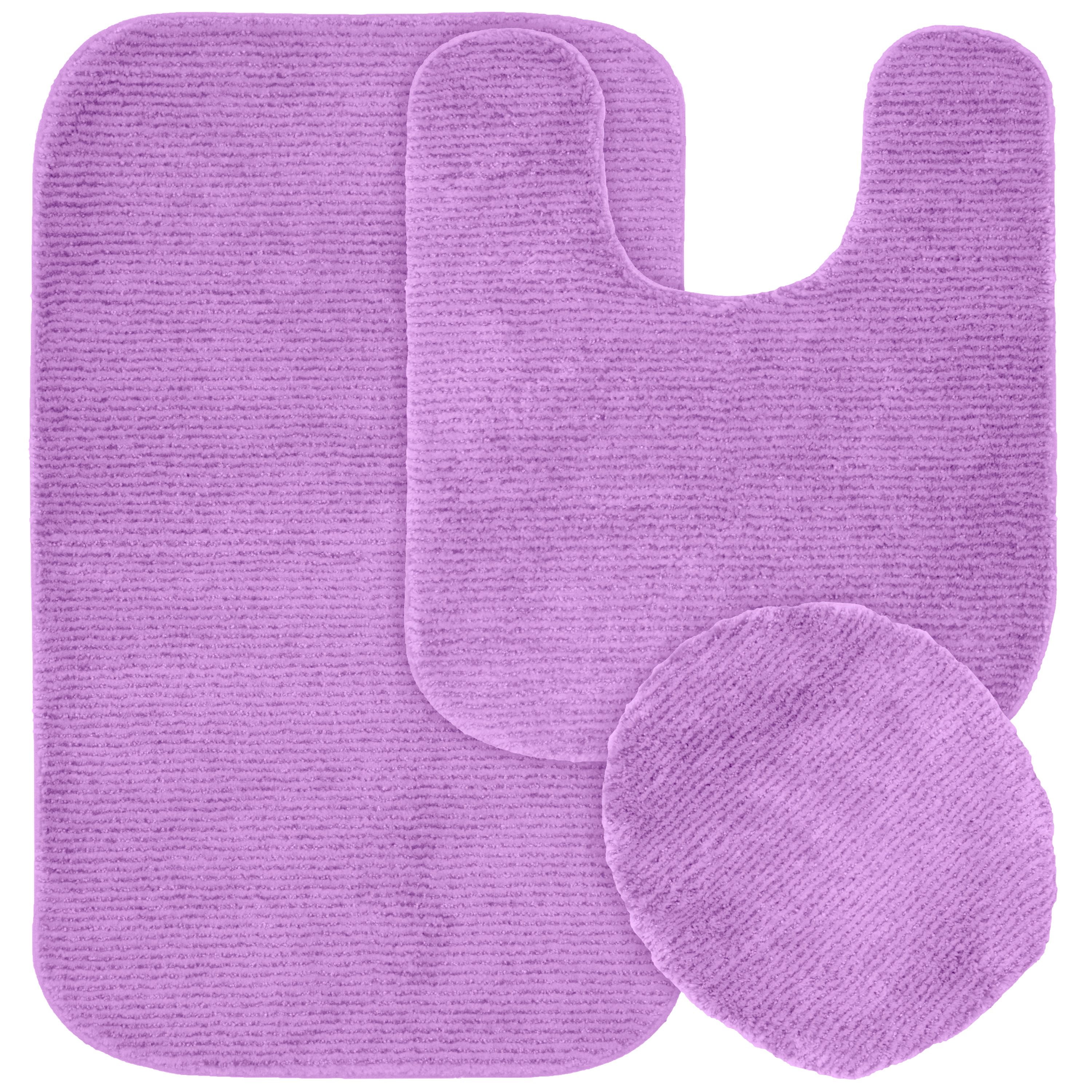 Garland 3 Piece Glamour Bathroom Rug Set, Purple