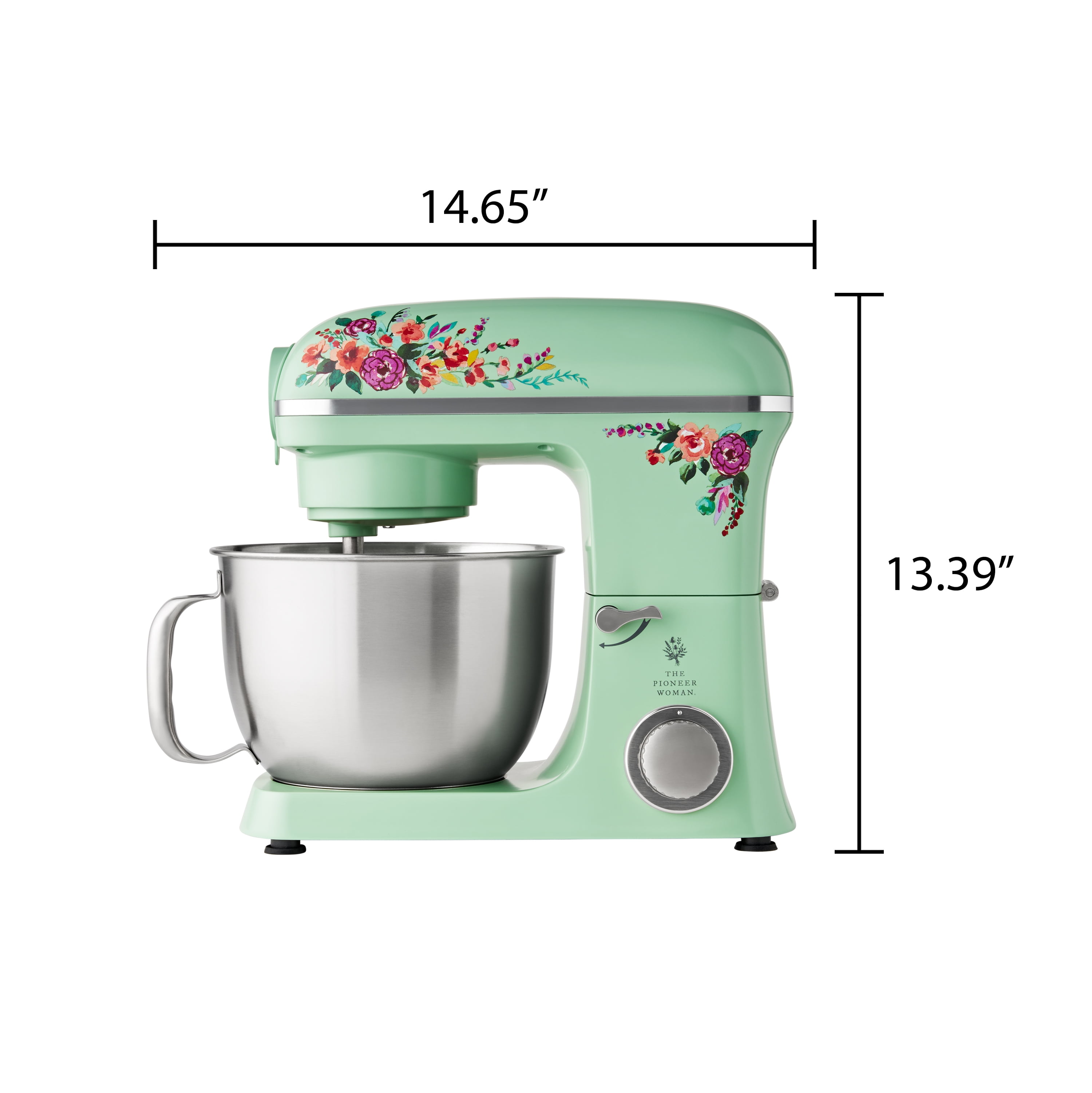 The Pioneer Woman 5 Quart 600W 6-Speed Professional Stand Mixer with Beater, Dough Hook and Whisk-Painted Meadow