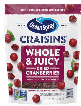 Ocean Spray Craisins Dried Cranberries Whole & Juicy 64 oz