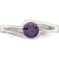 thumbnail image 5 of Sterling Silver Purple Round Bezel Cz Ring (Size 6) Made In Thailand qr4428-6, 5 of 5