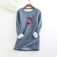 thumbnail image 2 of Women Silver Red Wine Glass Sweatshirt Funny Christmas Long Pullover Xmas Santa Hat Graphic Sherpa-lined Tunic Tshirt Tops, 2 of 5