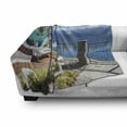 thumbnail image 3 of Modern Soft Flannel Fleece Throw Blanket, Lake View with Snowy Peak Mountain and Ocean Seascape Balcony House Image, Cozy Plush for Indoor and Outdoor Use, 70" x 90", Sky Blue and Brown, by Ambesonne, 3 of 6