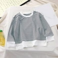 thumbnail image 2 of vdgthytj Toddler Baby Tops Boys Girls Striped Round Neck Long Sleeve Shirt Casual Spring Fall Pullover Blouses, 2 of 4