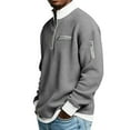 thumbnail image 5 of Nokdvo Mens Quarter Zip Pullover Waffle Long Sleeve Pullovers with Zipper Pocket Stand Collar Polo Shirt Textured Traditional Vintage Casual Outdoor Winter Clothes,Gray 5XL, 5 of 7