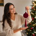 thumbnail image 7 of DefiDgd 3.15inch Christmas Flocked Ball with Tassel Adorned,Embossed Velvet Hanging Ball Decor for Christmas Tree Wall Window Wedding Holiday Party Home Ornament(A), 7 of 7