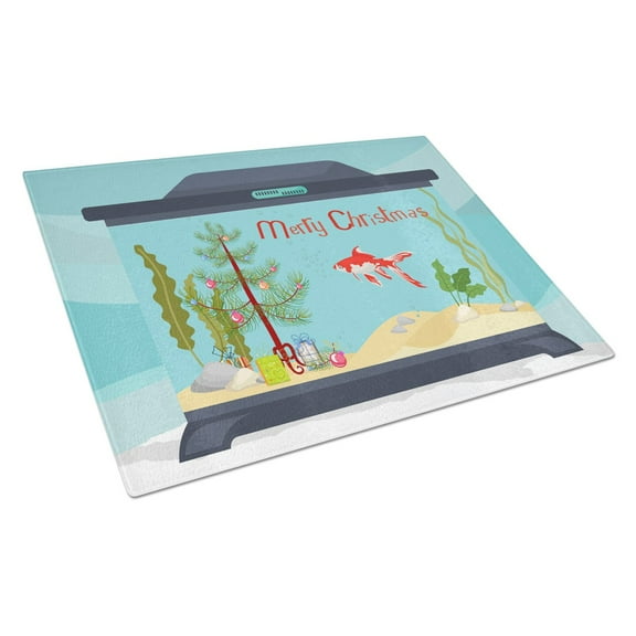 Carolines Treasures CK4511LCB Comet Goldfish Merry Christmas Glass Cutting Board Large, 12H x 16W, multicolor