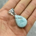 thumbnail image 4 of Real 925 Sterling Silver Pendant For Men Women, Genuine Pear Larimar Cabochon Blue Gemstone Amazing Handcrafted Pendant For Her Him, 4 of 6