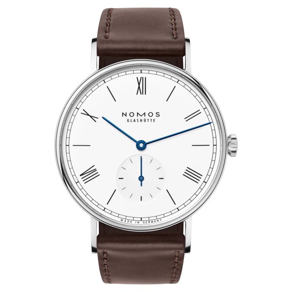 NOMOS Glashutte Ludwig 38 Manual Wind Stainless Steel White Dial Brown Leather Strap Mens Watch 237