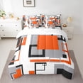 thumbnail image 3 of Erosebridal Black White Grey Orange 7 Piece Bed In A Bag Twin Geometric Square Grid Comforter Set With Sheets Adults Geometry Striped Bedding Set Modern Abstract Lines Grids Bed Set, 3 of 5