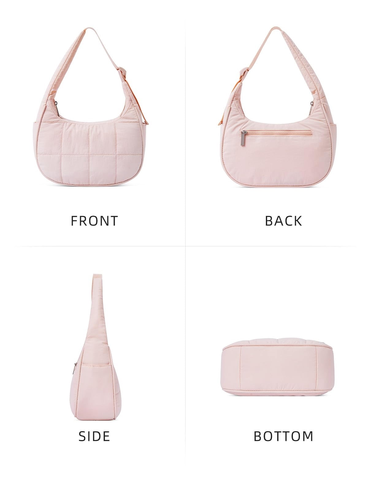 XINLANER Small Crescent Puffer Purse Shoulder Bag for Women Nylon Quilted Purses Bag Adjustable Shoulder Strap Puffy bag
