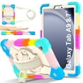 thumbnail image 3 of Case for Samsung Galaxy Tab A9 8.7" 2023 SM-X110 / SM-X115, Rugged Shockproof Case with Crossbody Strap & Pencil Holder [360° Rotating Hand Strap] & Stand, Case for Tab A9 2023, Colorful Blue+Beige, 3 of 9
