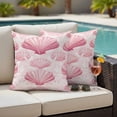 thumbnail image 4 of Pink Coastal Outdoor Waterproof Pillow Covers, Shell Summer Beach Nautical Seaside Decorative Square Throw Pillowcase Sofa Cushion Sham for Patio/Couch/Chair, 18"x18" 2 Pack, 4 of 8