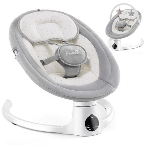 HARPPA Baby Swing for Infants with Remote Control, 5 Sway Speed, 10 Lullabies, Gray