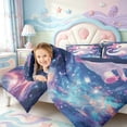 thumbnail image 4 of Manfei Amphibian Axolotl Print 7-Piece Twin Bedding,Cute Animal Bedding Comforter Set,Navy Blue Reversible, 4 of 7