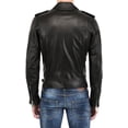 thumbnail image 2 of Men's Genuine Lambskin Leather Jacket Motorcycle Biker Jacket A230, 2 of 3