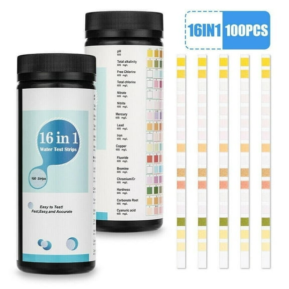 WEISIPU 16 in 1 Drinking Water Test Strips Water Test Kit for Fish Tank Home Water Quality Testing (100 Strips)