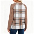 thumbnail image 5 of Women Fall Clothes Plaid Print Raglan Sleeve Thermal Tops Crewneck Casual Long Sleeve Tees, 5 of 5