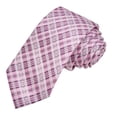 thumbnail image 6 of Jacob Alexander Men's Woven Plaid Pattern Slim 2.5 inch Width Neck Tie - Pink, 6 of 7
