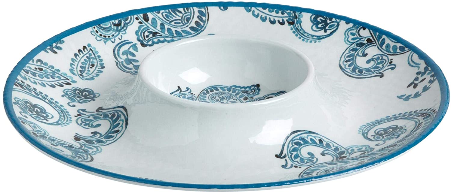 Northeast Home Goods Blue Paisley Heavyweight Melamine Chip and Dip