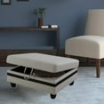 thumbnail image 2 of Sofa Ottoman with Storage, Ottoman Bench for Living Room, Bedroom, Rectangular, White-Black PU Leather, 2 of 17