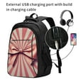 thumbnail image 2 of Pofeuu Retro Bow Print Storage Laptop Backpack with USB Charging Port[Water Resistant] College Computer Bookbag Fits, 2 of 7
