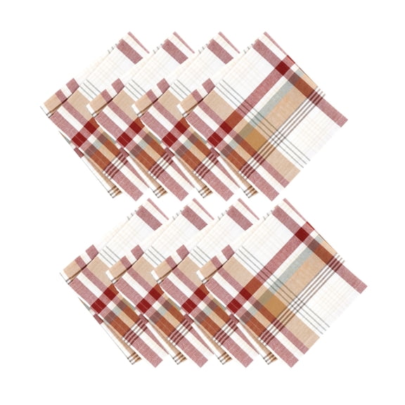 Elrene Home Fashions Seneca Plaid Harvest Cotton Napkins, Set of 8, Multicolor, 17" x 17"