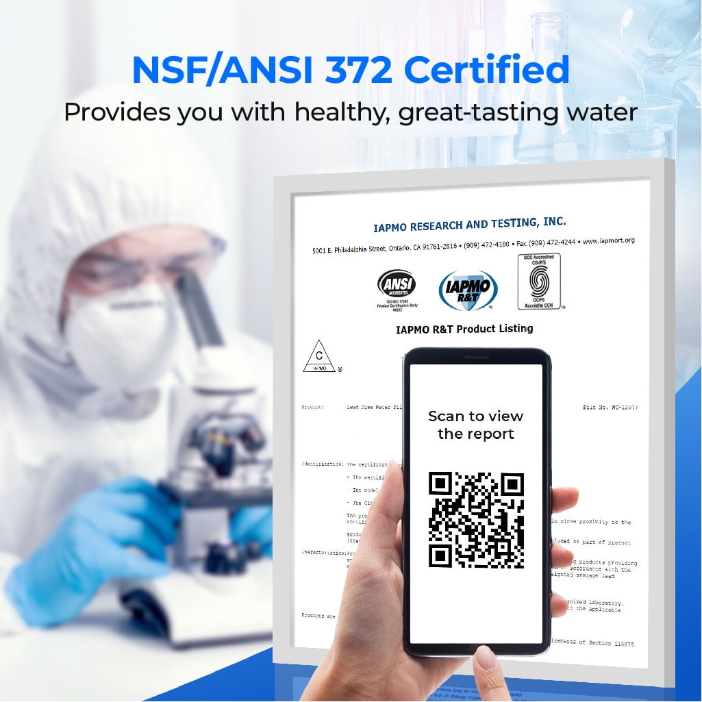 Waterdrop G2P600 Reverse Osmosis System, 600 GPD Reverse Osmosis Water Filter, 7 Stage Tankless RO Water Filter System, Under Sink RO System, 2:1 Pure to Drain, Reduce PFAS, FCC Listed,with 1 Filter
