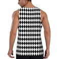thumbnail image 3 of Fotbe Black And White Diamonds Pattern Men's Quick Dry Workout Tank Top Gym Muscle Tee Fitness Bodybuilding Sleeveless T Shirt Breathable Workout Shirt-Large, 3 of 9