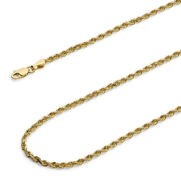 Wellingsale 14k Yellow Gold Polished Solid 2.0mm Solid Rope Diamond Cut Chain Necklace - 20"