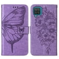 thumbnail image 3 of Galaxy A12 Wallet Case, Embossed Butterfly PU Leather Credit Card Holder Slots Full Body Protection Kickstand Flip Folio Shockproof TPU Phone Cover for Samsung Galaxy A12,Light Purple, 3 of 7