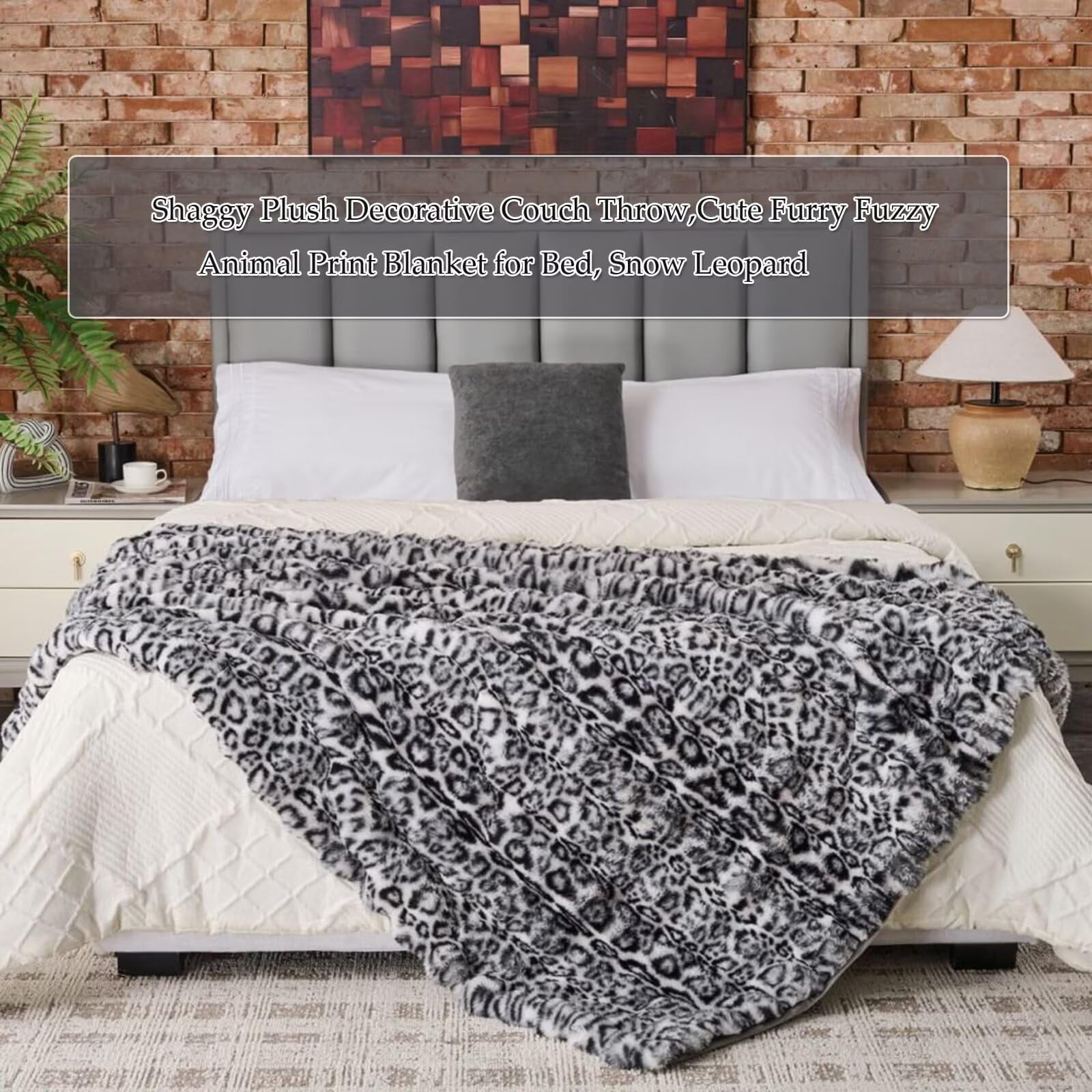 760GSM Faux Rabbit Faux Fur Throw Blanket,Super Thick Warm Bubble Blanket Throw,Fuzzy Luxury Plush Decorative Blanket for Couch Bed Sofa(Snow Leopard,60" x 80")