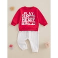 thumbnail image 3 of WEIKBMOL 2Pcs Toddler Baby Boy Valentine's Day Clothes 6M 1T 2T 3T Kids Boy Casual Spring Outfits Long Sleeve Letter Print Sweatshirt +Long Pants Set, 3 of 8
