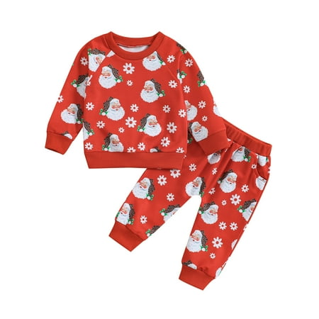 

Icvfdpl Toddler Boys Outfits Long Sleeve Christmas Winter Santa Prints Tops Pants 2 Piece Set Outfits Charming Relaxed Fit