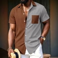 thumbnail image 2 of IhhxPro Men's Short Sleeve Button down Shirt Color Block Button-Up with Pockets Waffle Knit Casual Lightweight Slim Fit Summer Top S-3XL, 2 of 7