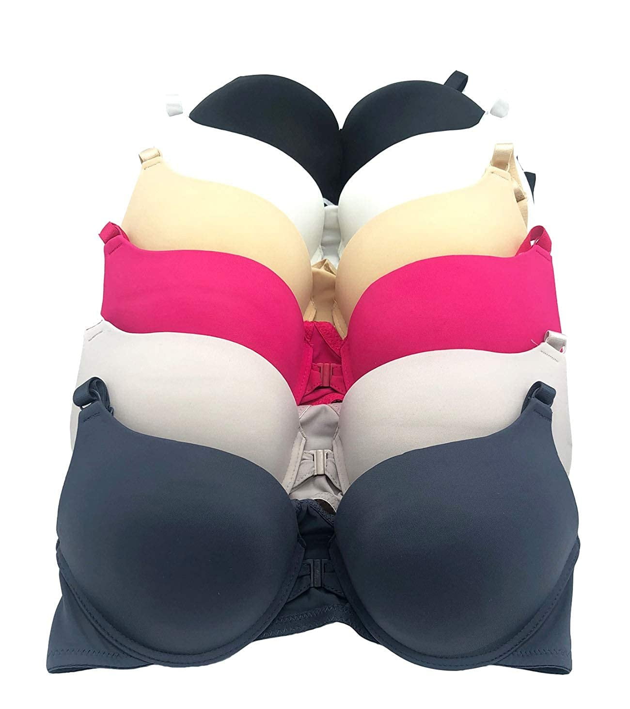 6 pcs Max Lift Power Wired Add 2 Cup Sizes T-Shirt Double Push Up Bra B/C  36B (4490-62LE2-62LE1)
