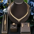 thumbnail image 3 of 4 pieces of bride zirconia full set of women's party jewelry, luxury Dubai Nigeria CZ luxury crystal wedding necklace set, 3 of 5