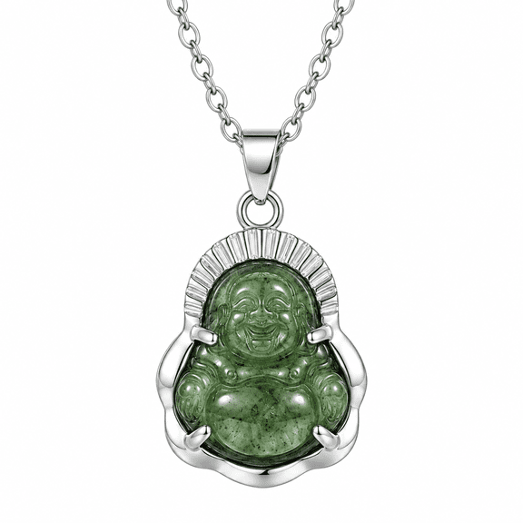 DA VELLARO - Green Jade Buddha Pendant Necklace for Men & Women – Frame Spiritual Charm Jewelry