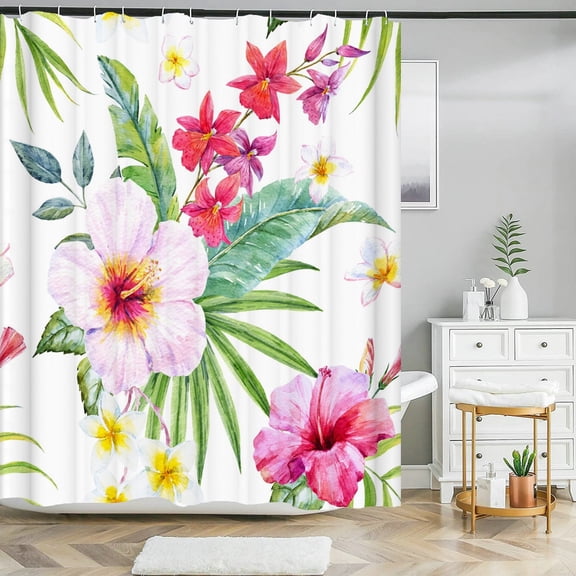 Flower pattern bathroom curtain floral printed shower curtain waterproof polyester fabric bath curtain for bathroom home decor