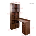 thumbnail image 2 of 52.5" L-Shaped Desk with Bookshelf and Drawers, Computer Desk with Built-in Shield, Modern Style Office Table for Home, Office, Study, Walnut, 2 of 9