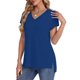 thumbnail image 4 of Tops de Manga Corta para las Mujeres Suelto Ajuste Cuello en V Manga Raglan Hendidura, Moda Blusa Sólida para el Hogar Y Diario, 4 of 8