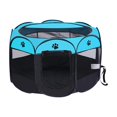 thumbnail image 4 of Corralito plegable ligero para mascotas, corralito de ejercicio de malla transpirable suave, perrera Oxford Azul negro jinwen Parque infantil plegable, 4 of 8
