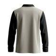thumbnail image 6 of MIXUE Polo Shirts For Men Autumn Winter Color Block Print Lapel Button Down Long Sleeve Casual Tops Daily-Wear,Brown,XL, 6 of 9