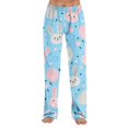 thumbnail image 3 of KHONTS Easter Egg Pajamas Pants for Women Cute Bunny Printed Elastic Waist Sleeppants Lightweight Homewear Stretchy Trousers 04-Light Blue S, 3 of 7