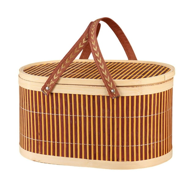 Cesta tejida de bambú Cesta de almacenamiento Cesta portátil Cesta de compras Cesta de compras Cesta de compras para bocadillos Cesta de compras para E