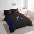 thumbnail image 3 of Manfei Cartoon Lightsaber Theme 7-Piece Bedding Comforter Set,Fashion Games King Bedding Sets,Black Blue Red Bed Sheets For Teens,Luxury Bedroom Decor Reversible, 3 of 8
