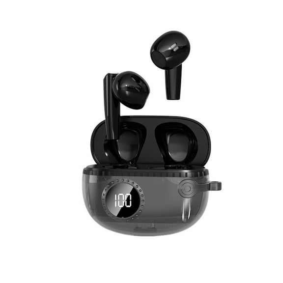 Wireless Earbuds, Bluetooth 5.3 Stereo Bass, in Ear Noise Cancelling Mic, LED wireless earbud power display design,Earbuds for Android/iOS/Windows (Black)
