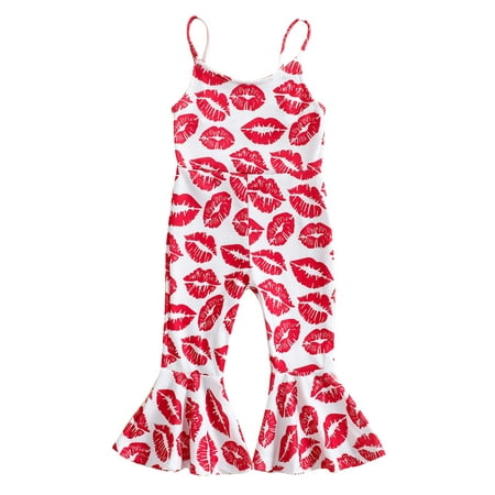 

Ma&Baby Toddler Baby Girls Valentine s Day Bodysuit Sleeveless One-piece Bell Bottoms Overalls Jumpsuit