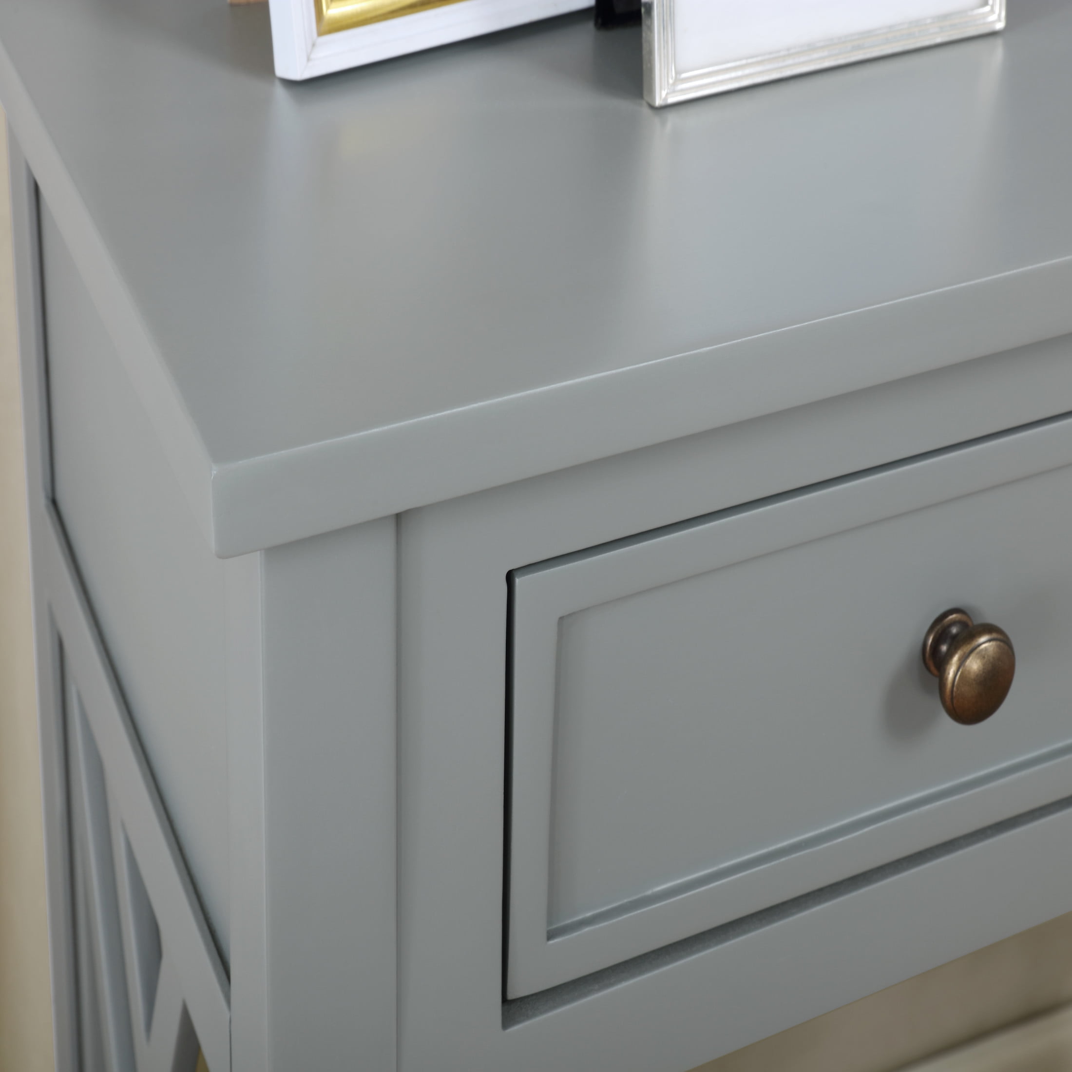 Alaterre Furniture Coventry 32" Wood Console Table with Drawer and Shelf, Gray