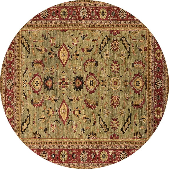 Ahgly Company Indoor Round Oriental Brown Industrial Area Rugs, 5' Round