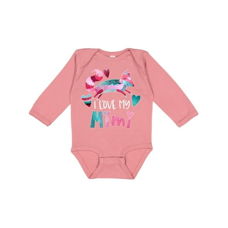 

Inktastic I Love My Mimi Pink and Blue Fox with Hearts Gift Baby Boy or Baby Girl Long Sleeve Bodysuit
